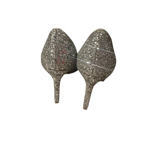 DUNE London Silver Glitter Bow Heels Size 38 / US 8 - Picture 2 of 11